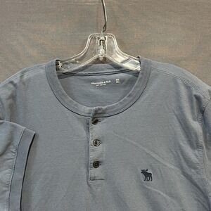 Abercrombie & Fitch 1/4 Button Up Shirt Men's 2XL Blue Preppy Soft Tee